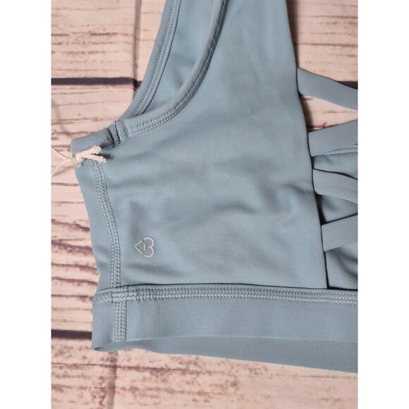 Blogilates Sports Bra Size M Cameo Blue Crisscross Pullover Athleisure Stretchy - Picture 6 of 6